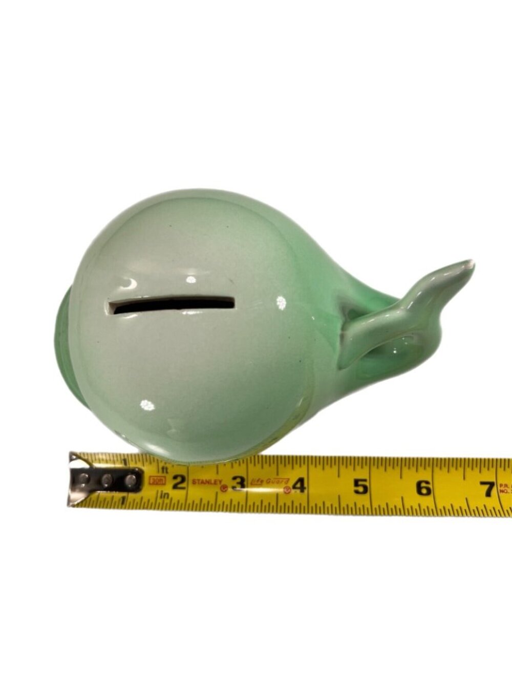 Ceramic Pottery Green Whale Coin Savings Bank with Plug Eyelashes Taiwan HTF - Picture 10 of 12